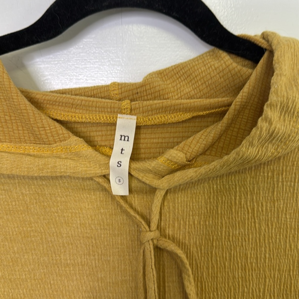 MTS Yellow Relaxed Ruffled Tie Front Hoodie - Picture 4 of 6
